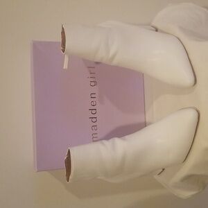 Madden Girl White Faux Leather Pointy-Toe Booties